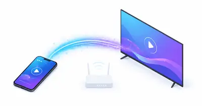 Phone streaming video to a TV over Wi-Fi through a home router